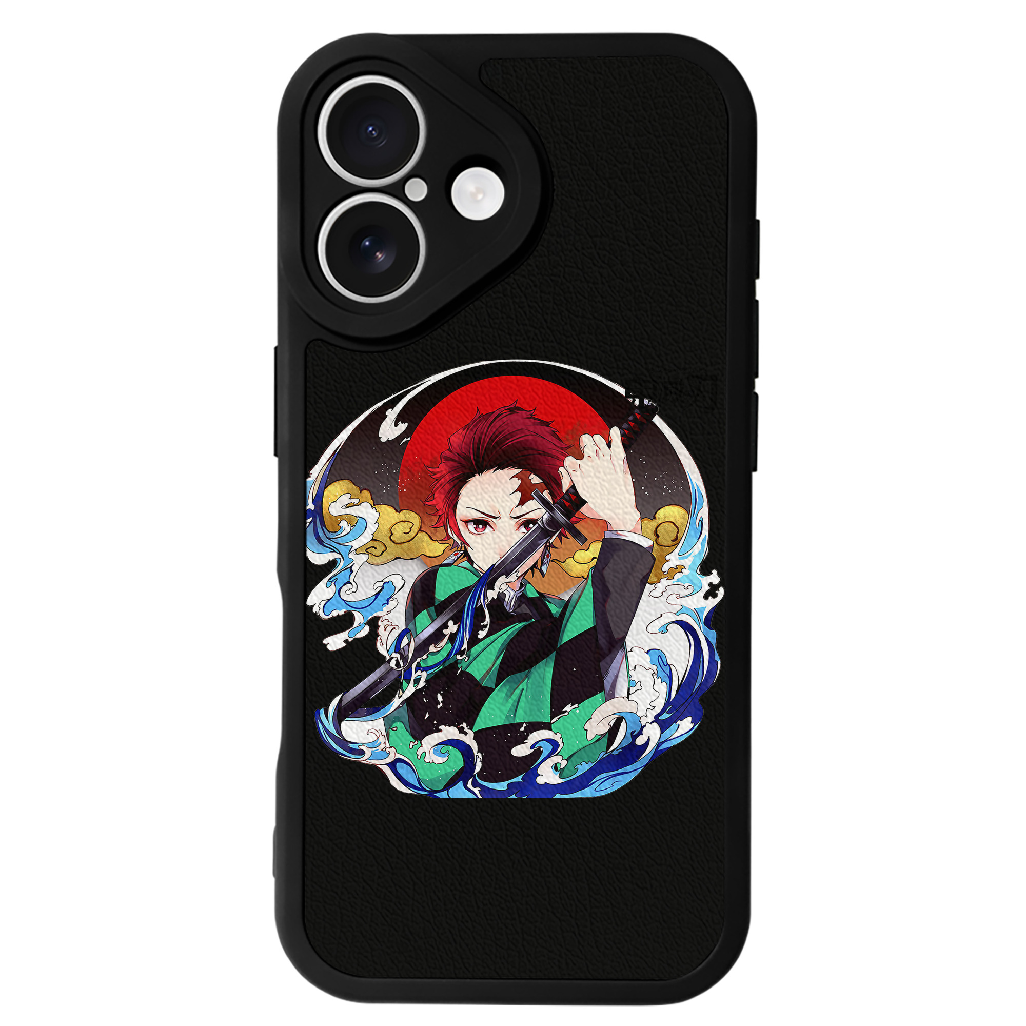 （画像用） 鬼滅の刃 竈門 炭治郎／かまど たんじろう Kamado Tanjirou 【iPhone 16シリーズ対応】シリコンスマホケース（レザー調） 材質：シリコン